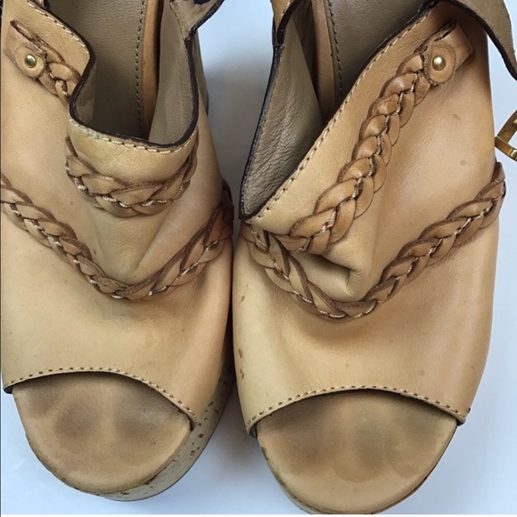 Chloe Wedges 39 Heels Brown Sandal Shoes Leather - Picture 4 of 8